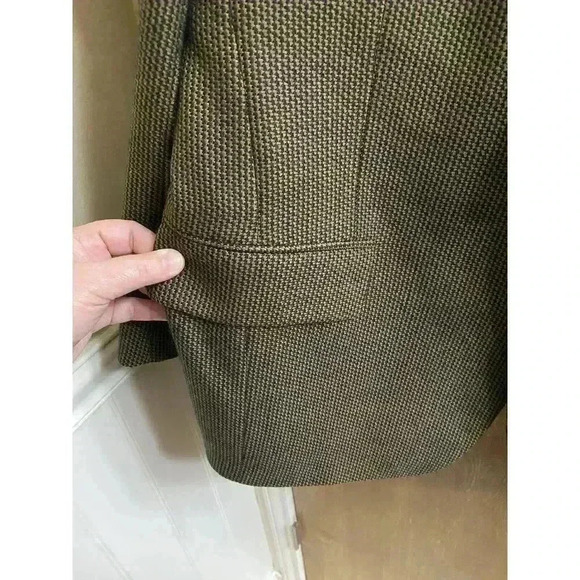 Vintage Neiman Marcus Men's Wool Blazer Jacket Brown Houndstooth Double Button - Picture 2 of 11
